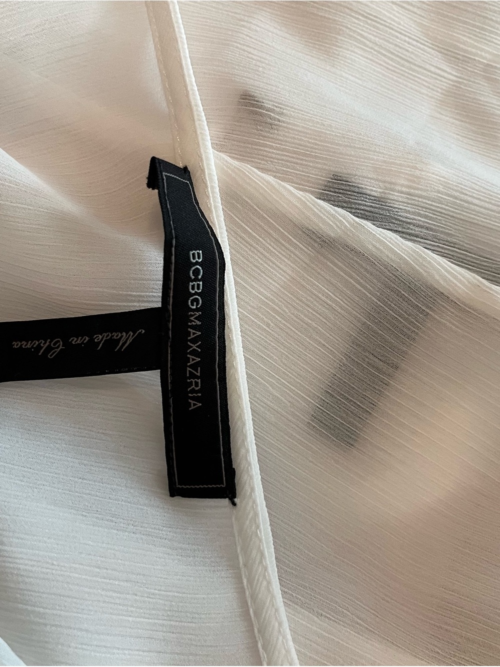 BCBGMaxAzria 2 Piece White Jumpsuit with Sheer Pleated Long Sleeve Cover-Up - Picture 9 of 9